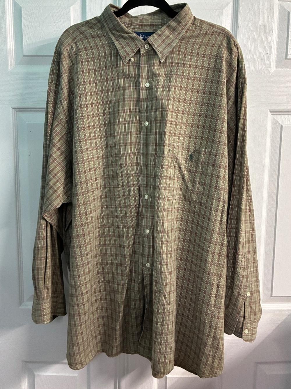 RALPH LAUREN Men's Big Tall Brown/Beige Plaid Cotton Button Down Casual Shirt 3X